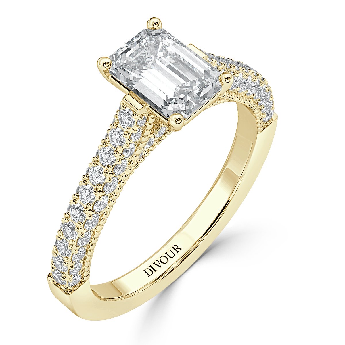 Edward - Emerald Diamond  Vintage Engagement Ring