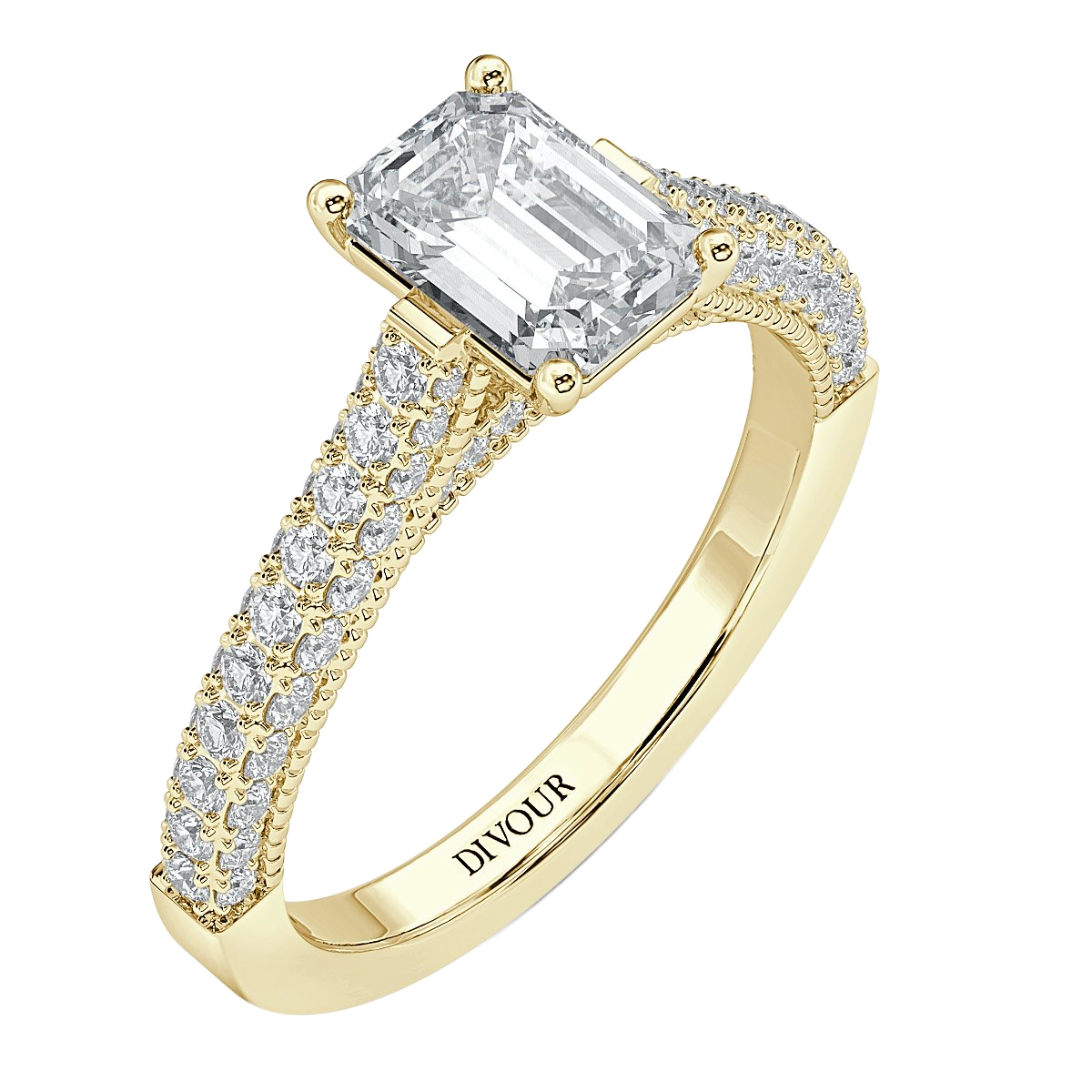 Edward - Emerald Diamond  Vintage Engagement Ring