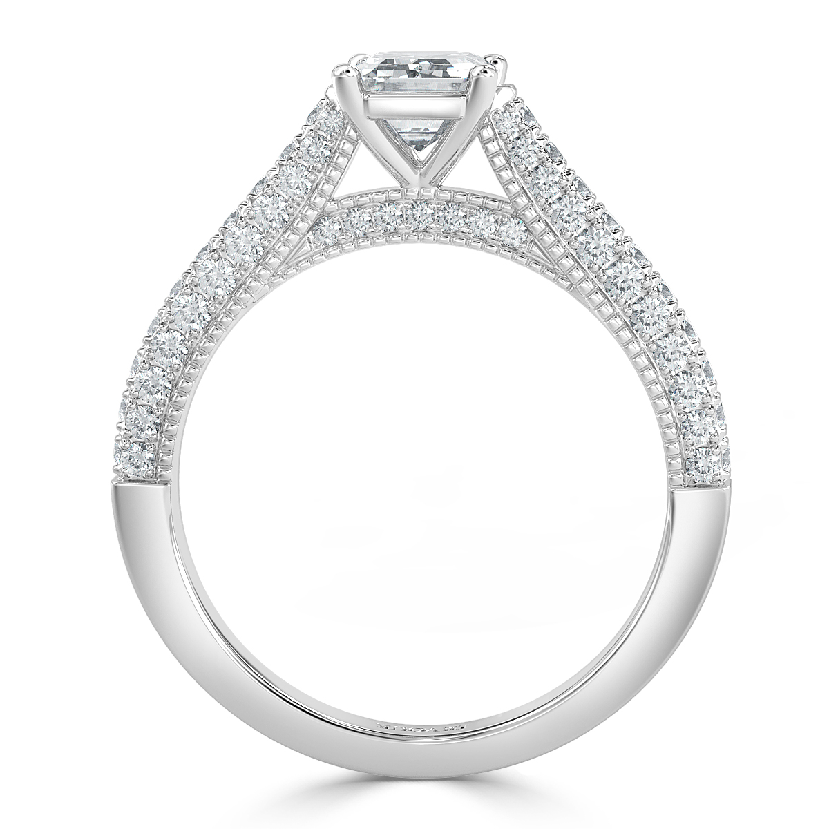Edward - Emerald Diamond  Vintage Engagement Ring