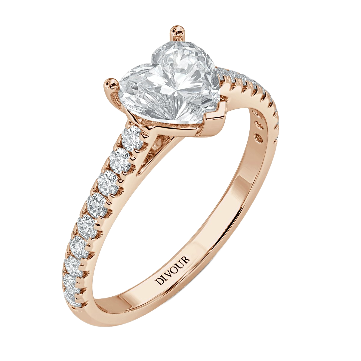 Classic Heart  Diamond Vintage Halo Engagement Ring