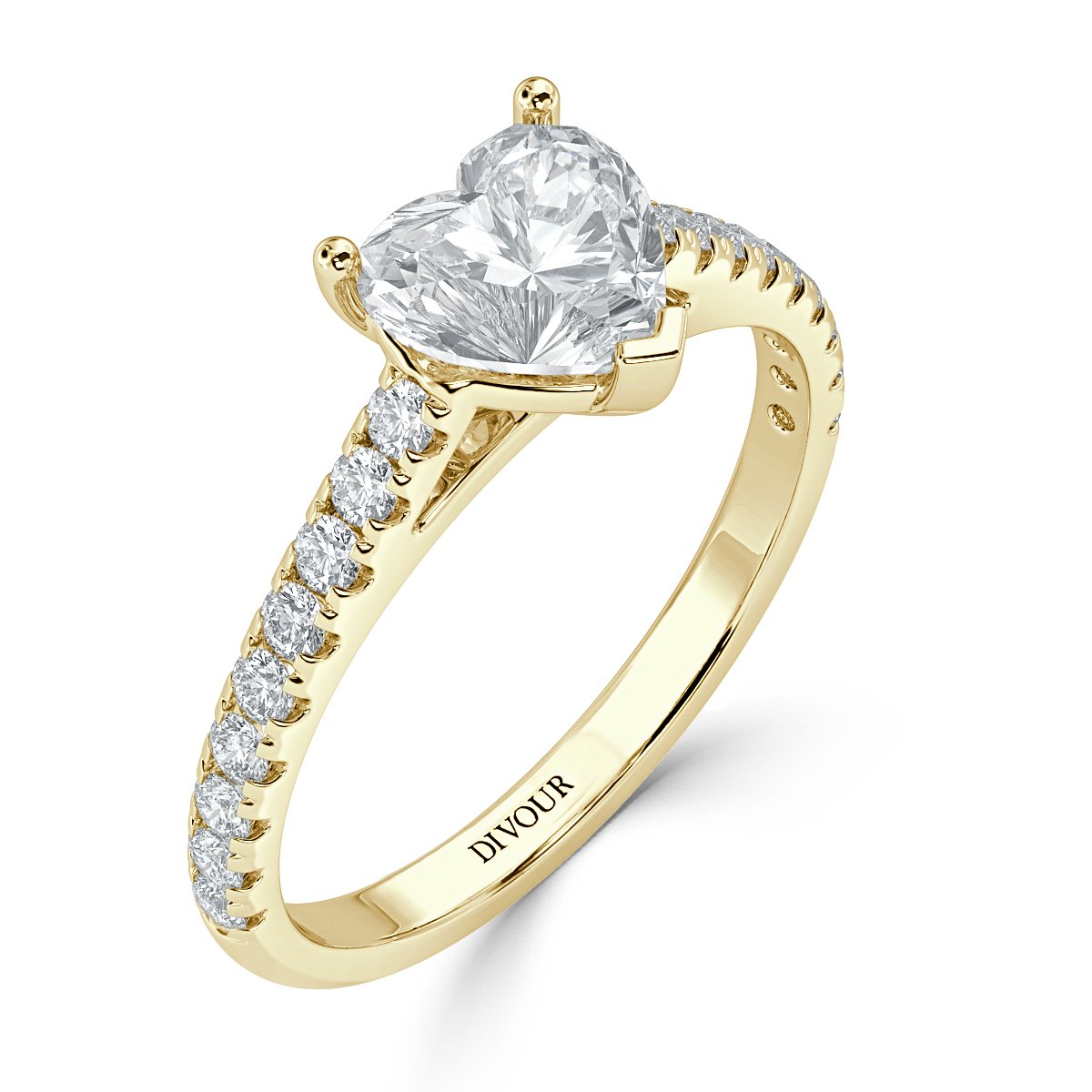 Classic Heart  Diamond Vintage Halo Engagement Ring