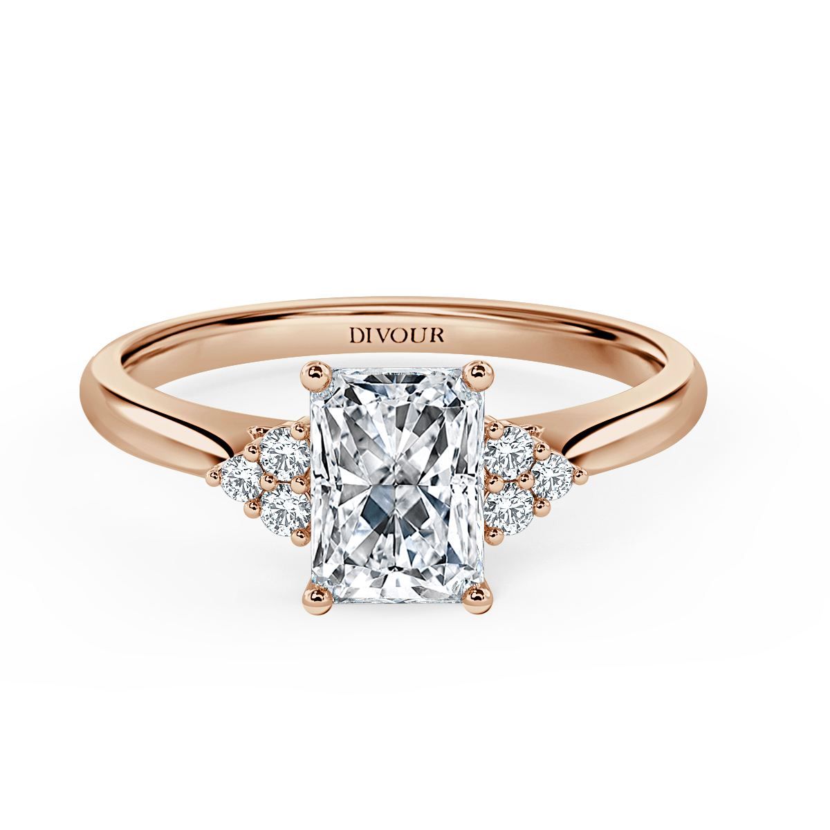 Trefoil Radiant Diamond Vintage Engagement Ring