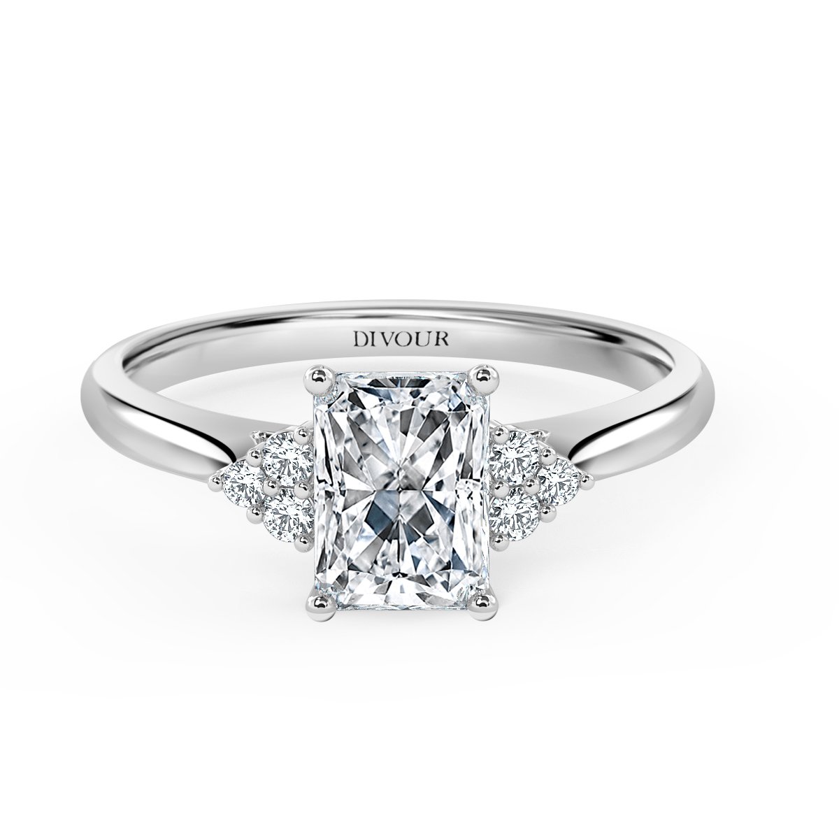 Trefoil Radiant Diamond Vintage Engagement Ring