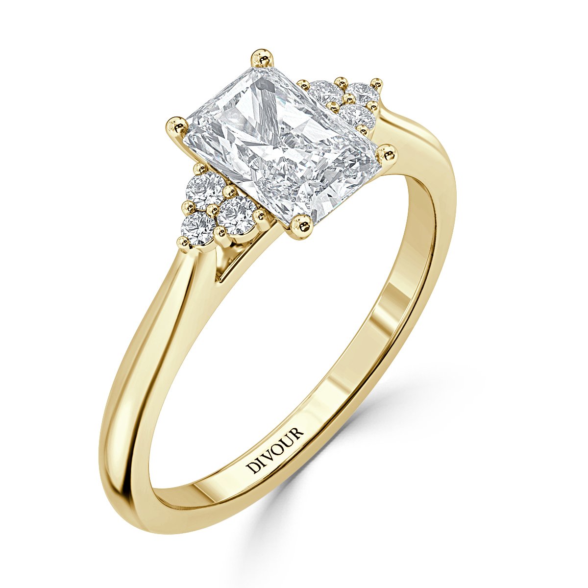 Trefoil Radiant Diamond Vintage Engagement Ring