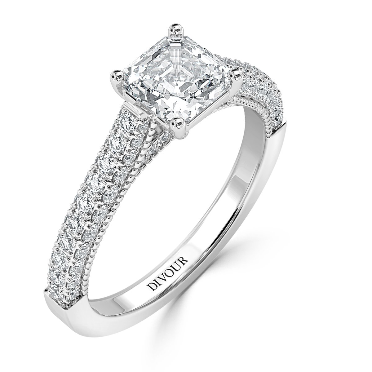 Edward - Asscher Diamond  Vintage Engagement Ring