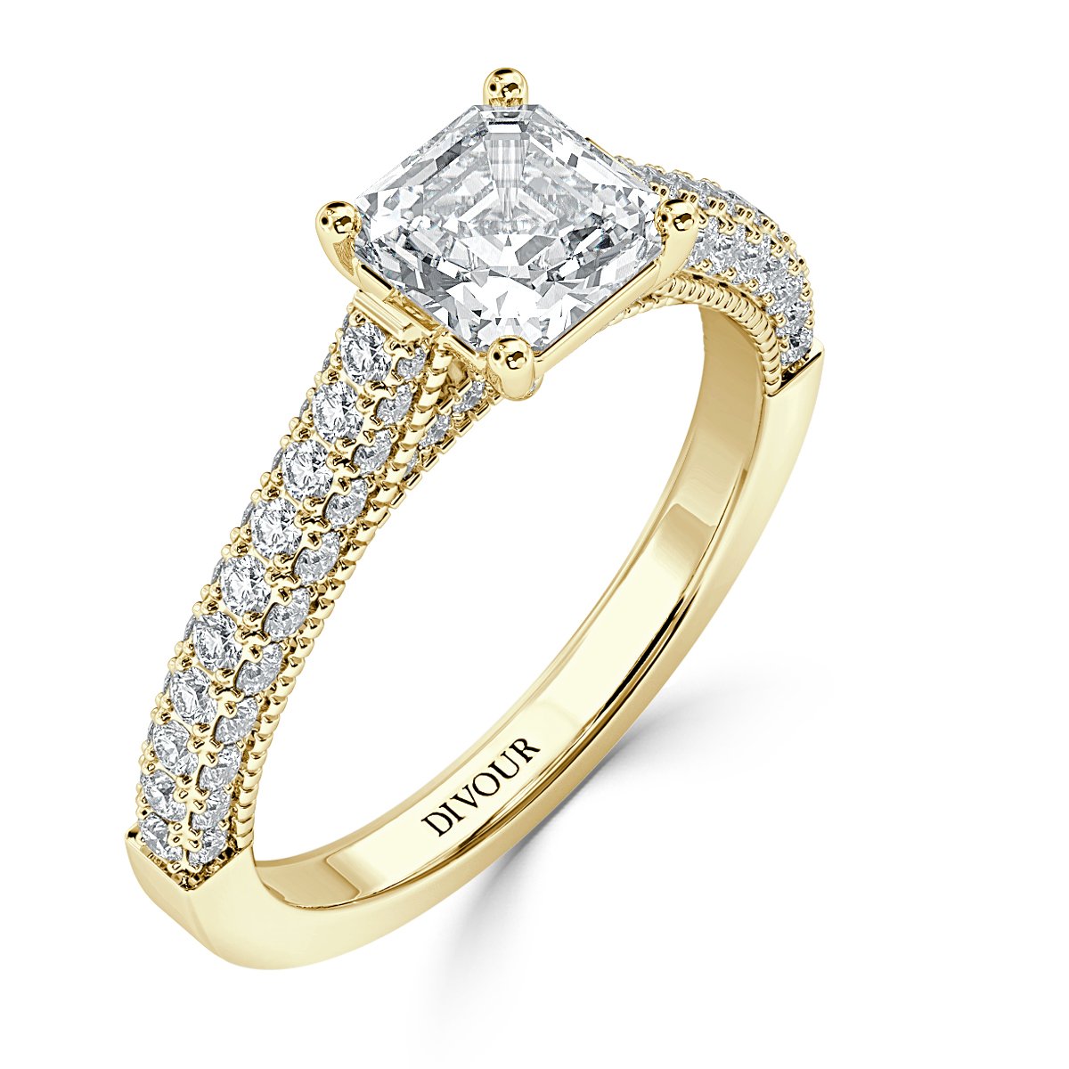 Edward - Asscher Diamond  Vintage Engagement Ring