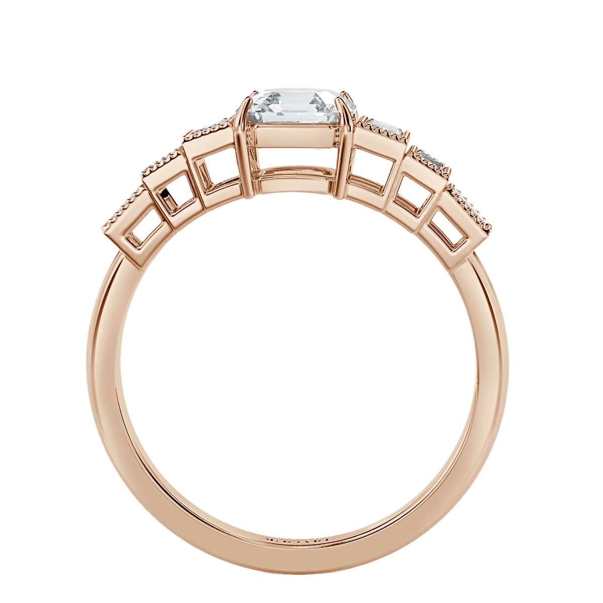 Phoebe Ascher Diamond Vintage Engagement Ring with Baguttes on side