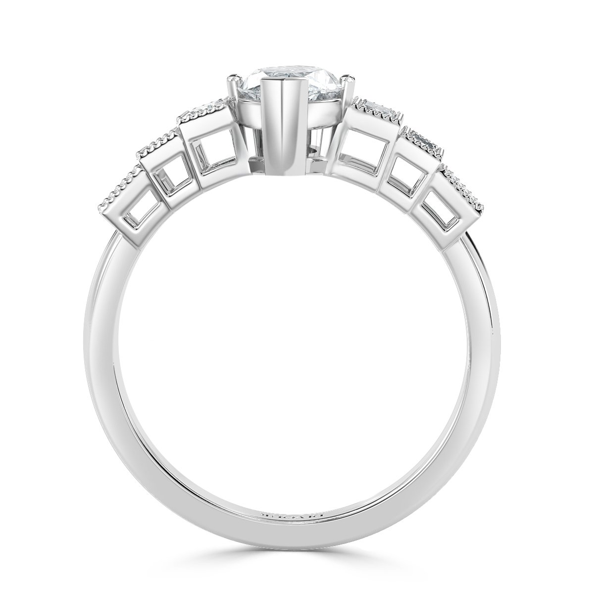Phoebe Marquise Diamond Vintage Engagement Ring with Baguttes on side
