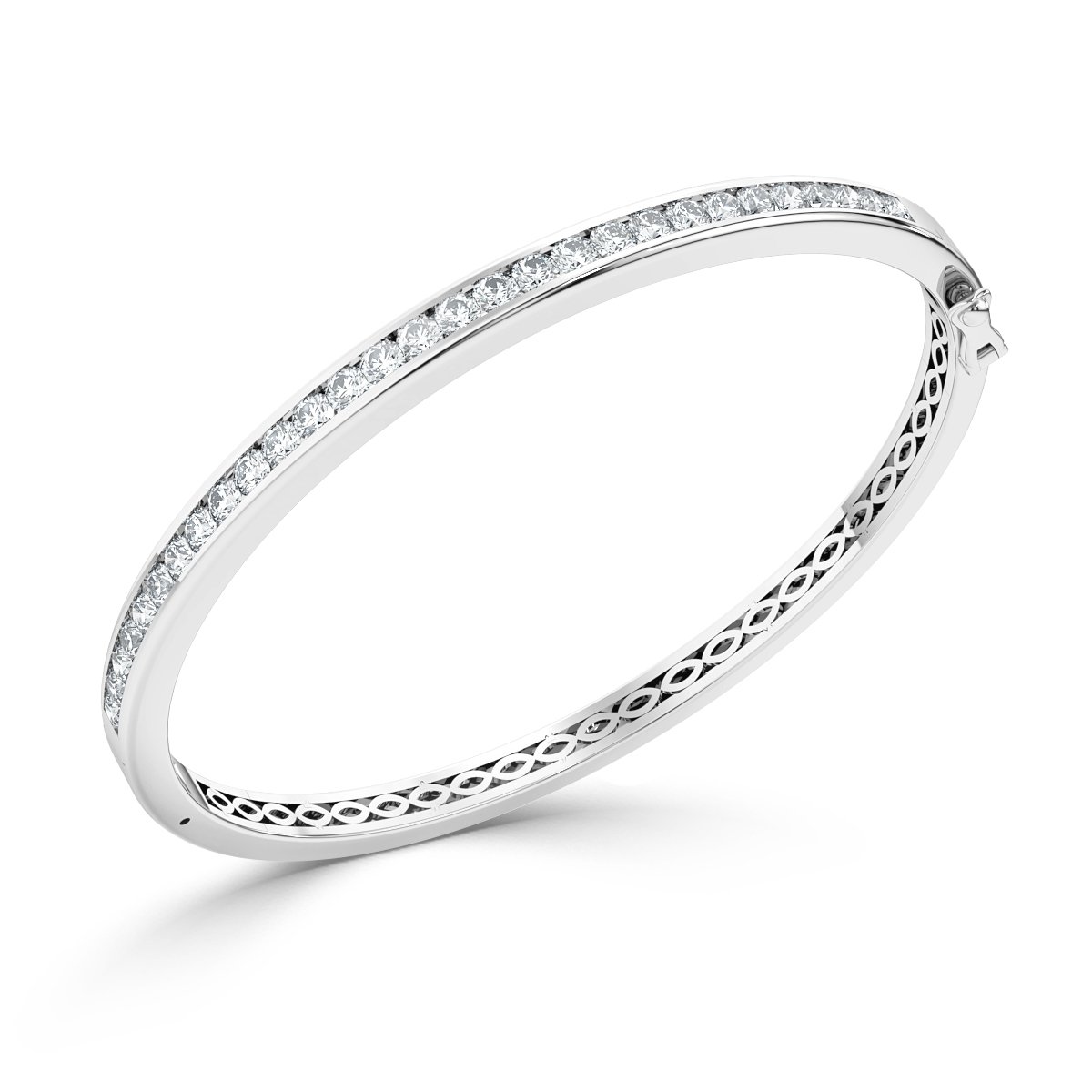 Hatton Garden Italian Made Diamond Cut Bangle Size 725 in 9K White Gold   7166549  TJC