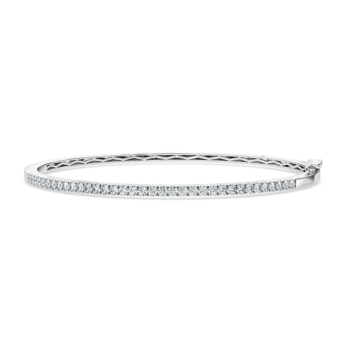 2.00 Ct Micro Set Round Diamond Bangles, 18K White Gold