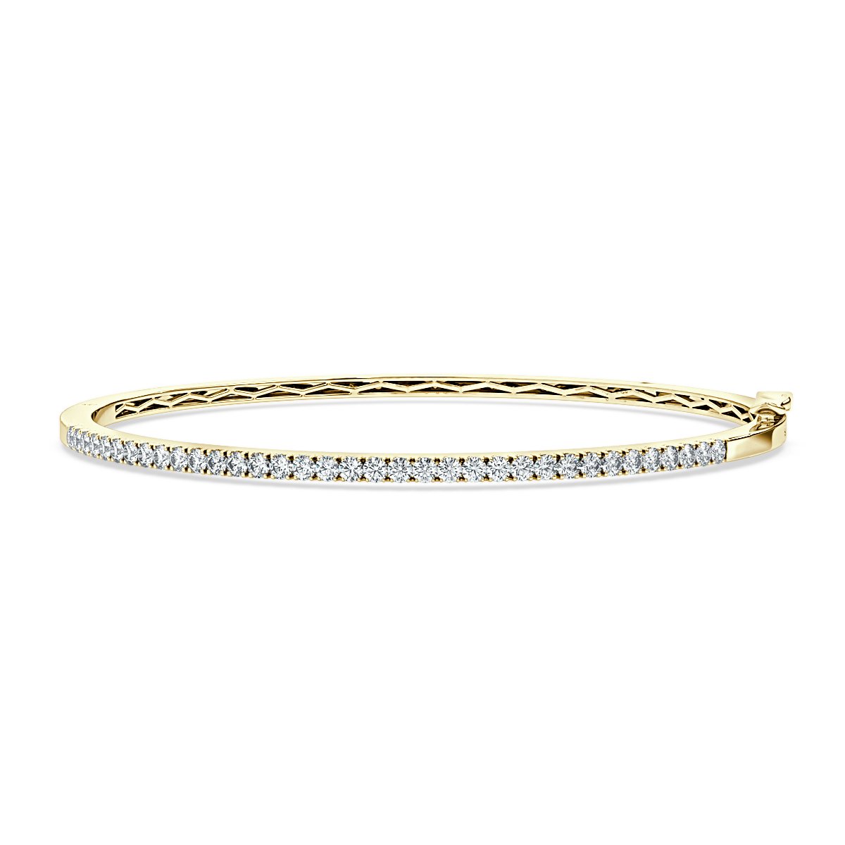 2.00 Ct Micro Set Round Diamond Bangles, 18K Yellow Gold