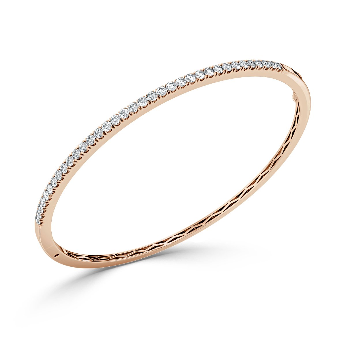 2.00 Ct Micro Set Round Diamond Bangles, 18K Rose Gold
