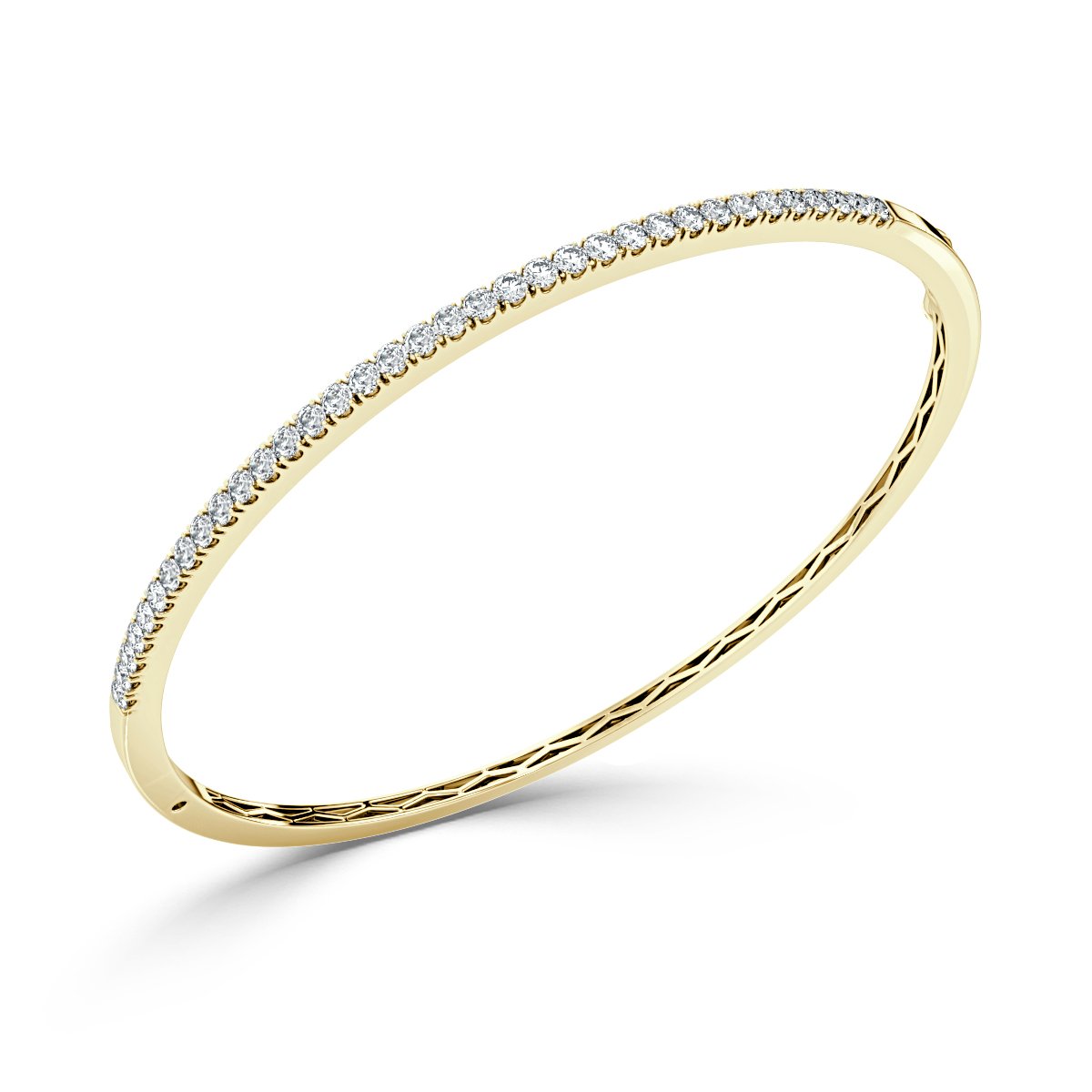 2.00 Ct Micro Set Round Diamond Bangles, 18K Yellow Gold