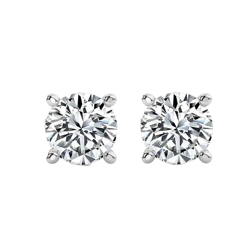 0.20 ct Claw Set Round Diamond Stud Earrings, White Gold
