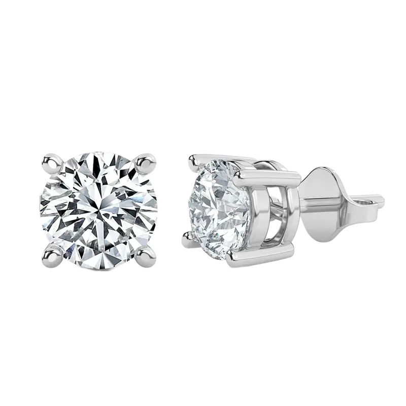 0.20 ct Claw Set Round Diamond Stud Earrings, White Gold