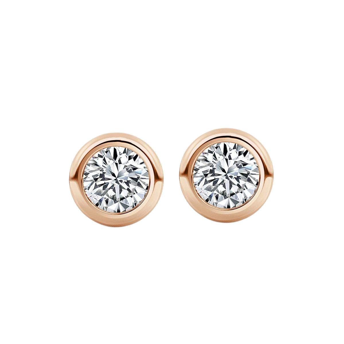 0.25ct Basel Set Round Diamond Stud Earrings, Rose Gold