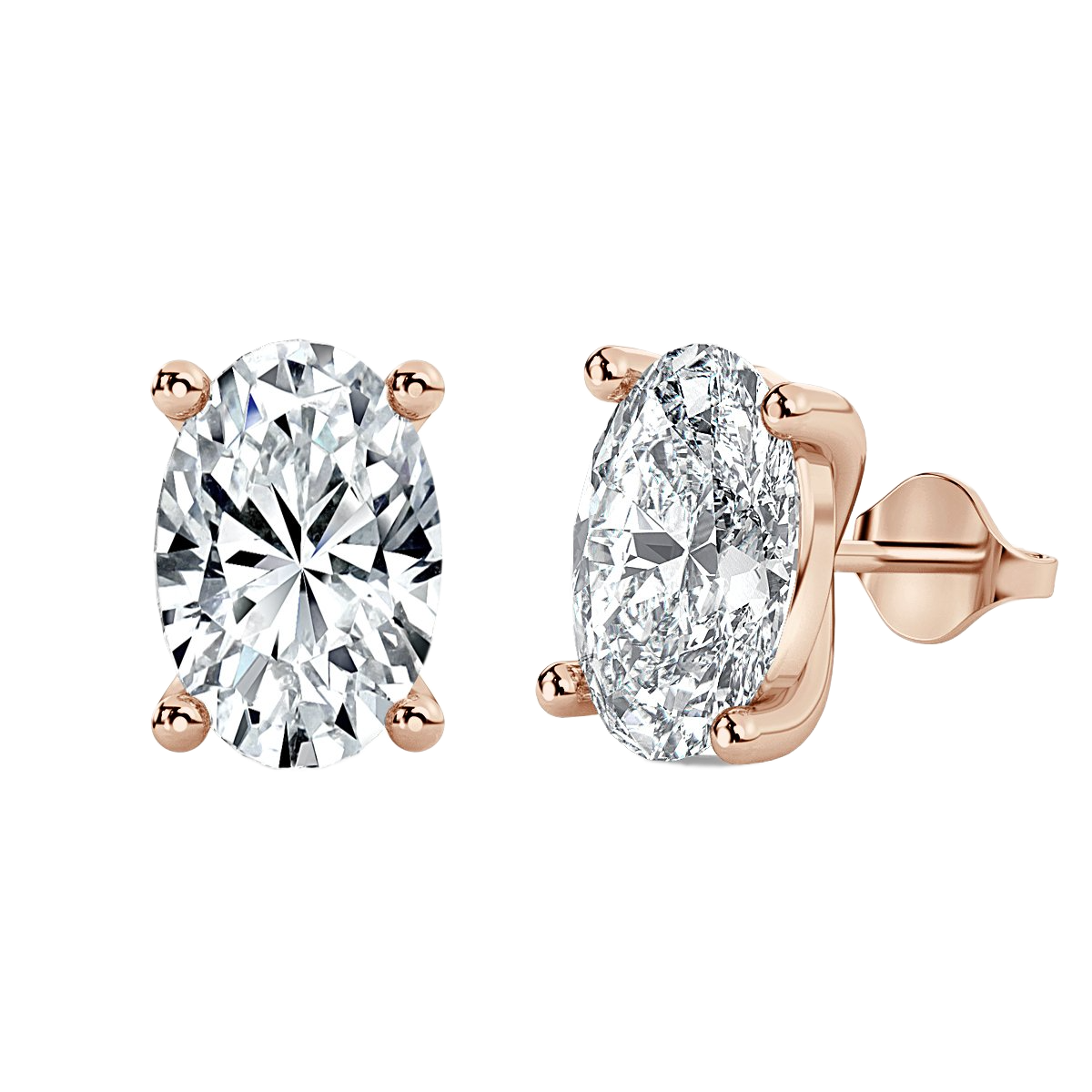 Oval Diamond Studs Earrings