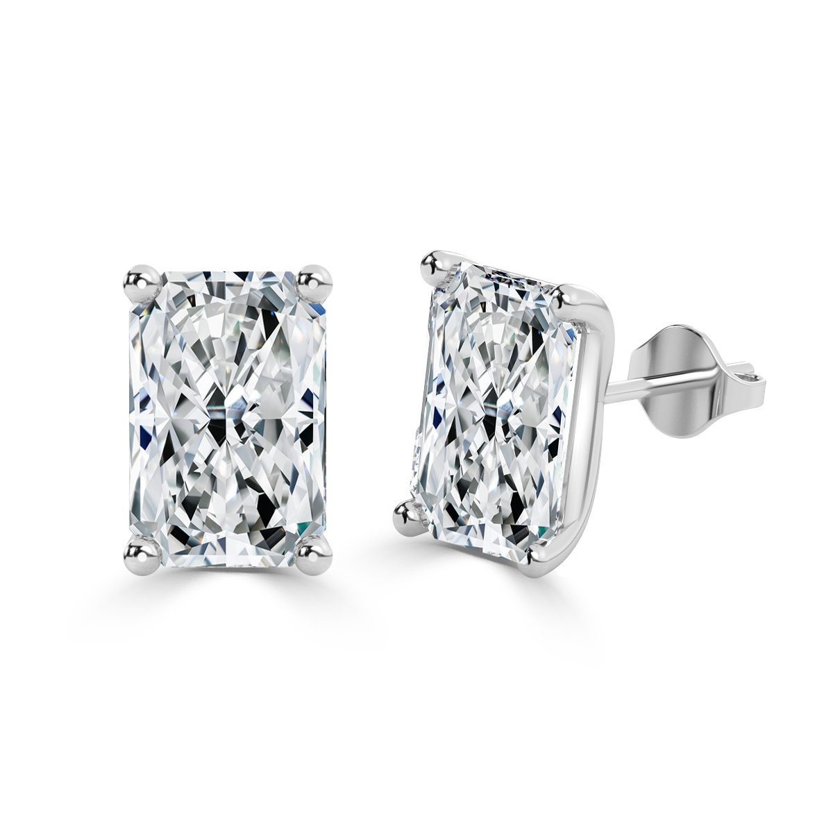 4.09 carat TW Emerald Cut Lab Diamond Studs | Lauren B Jewelry