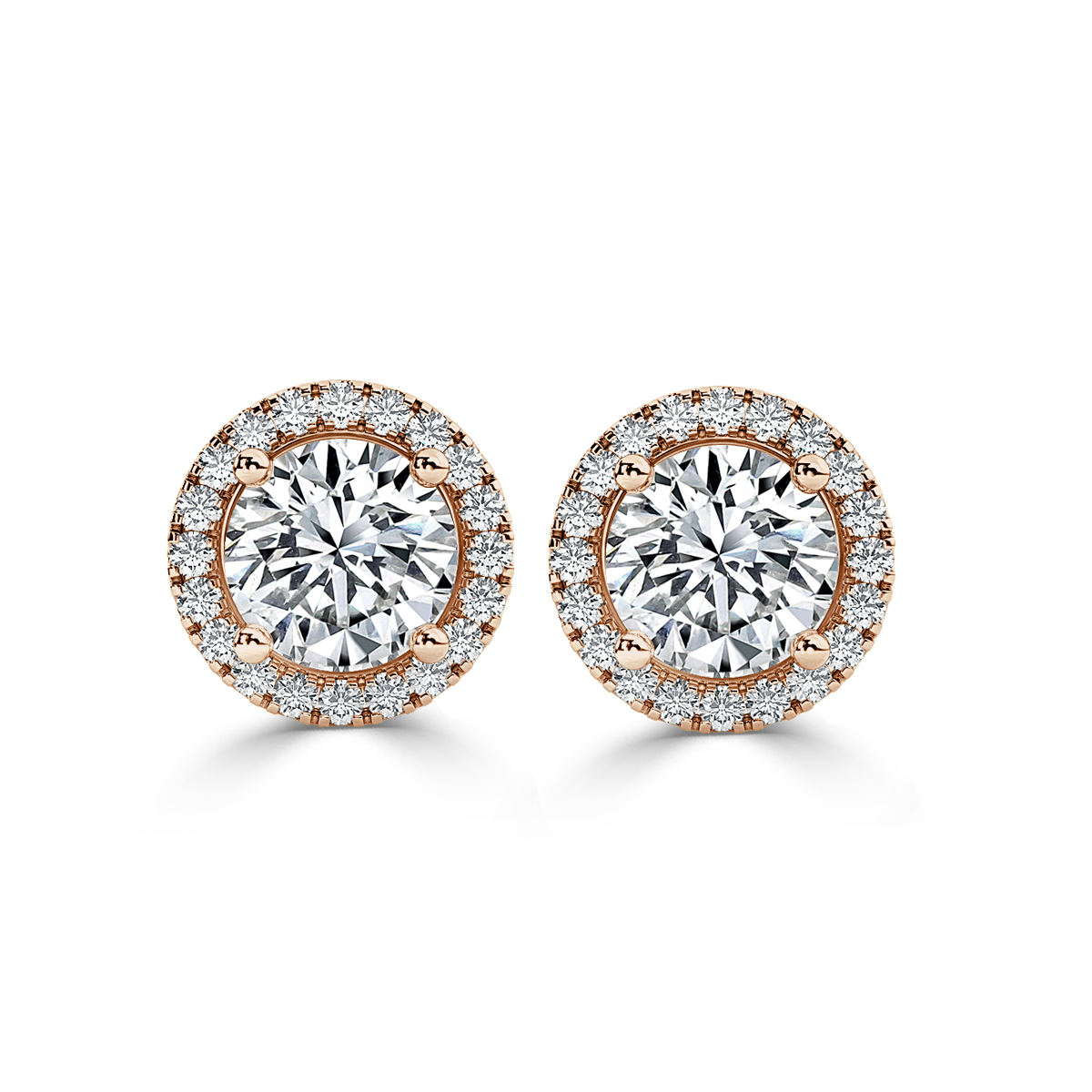 Round Halo Diamond Earrings