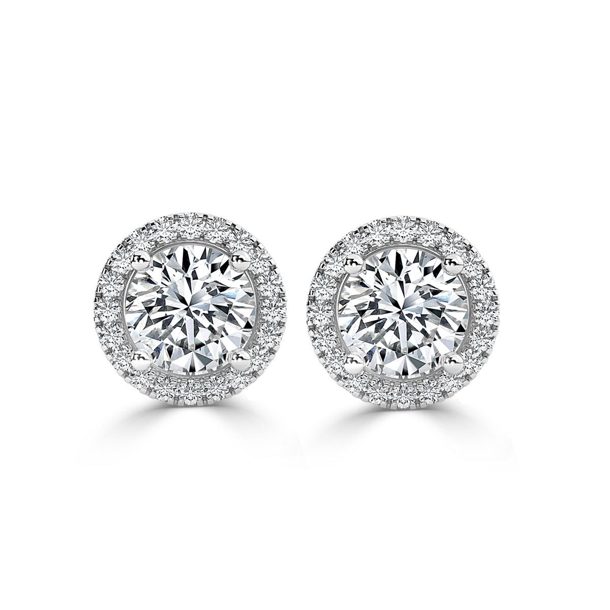 Round Halo Diamond Earrings