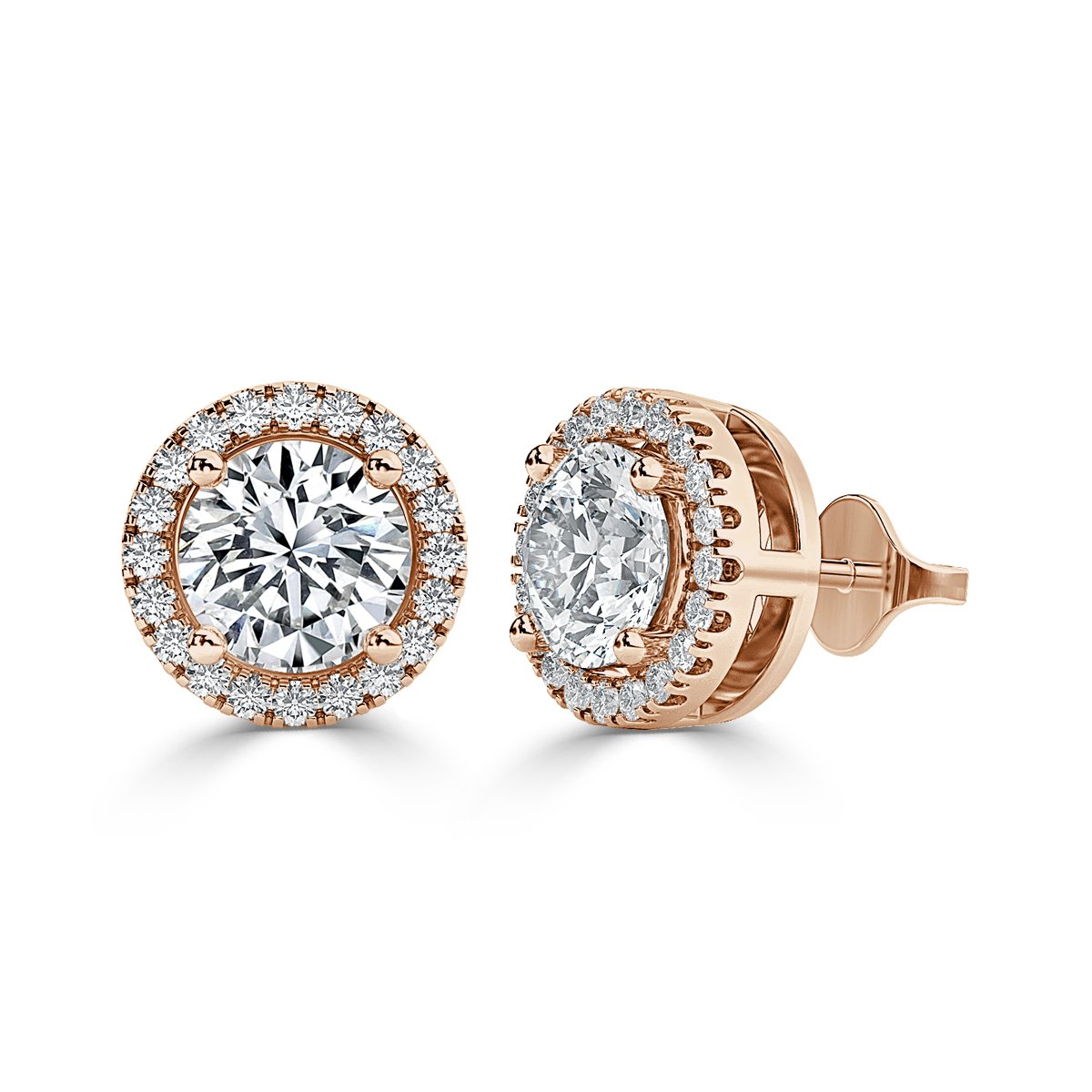 Round Halo Diamond Earrings