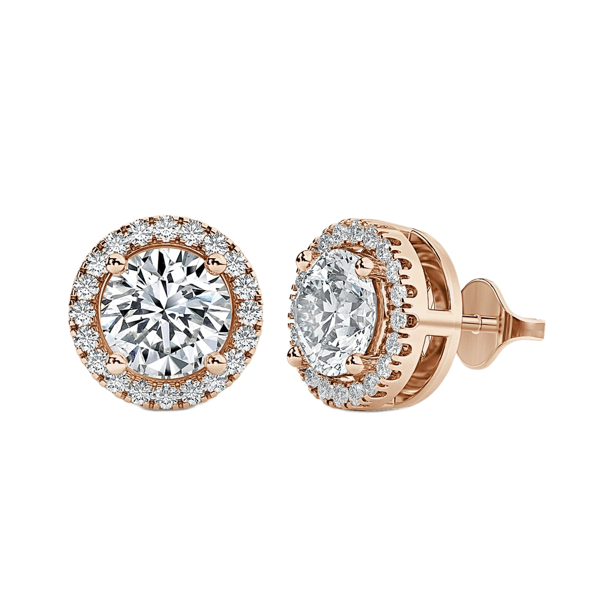 Round Halo Diamond Earrings