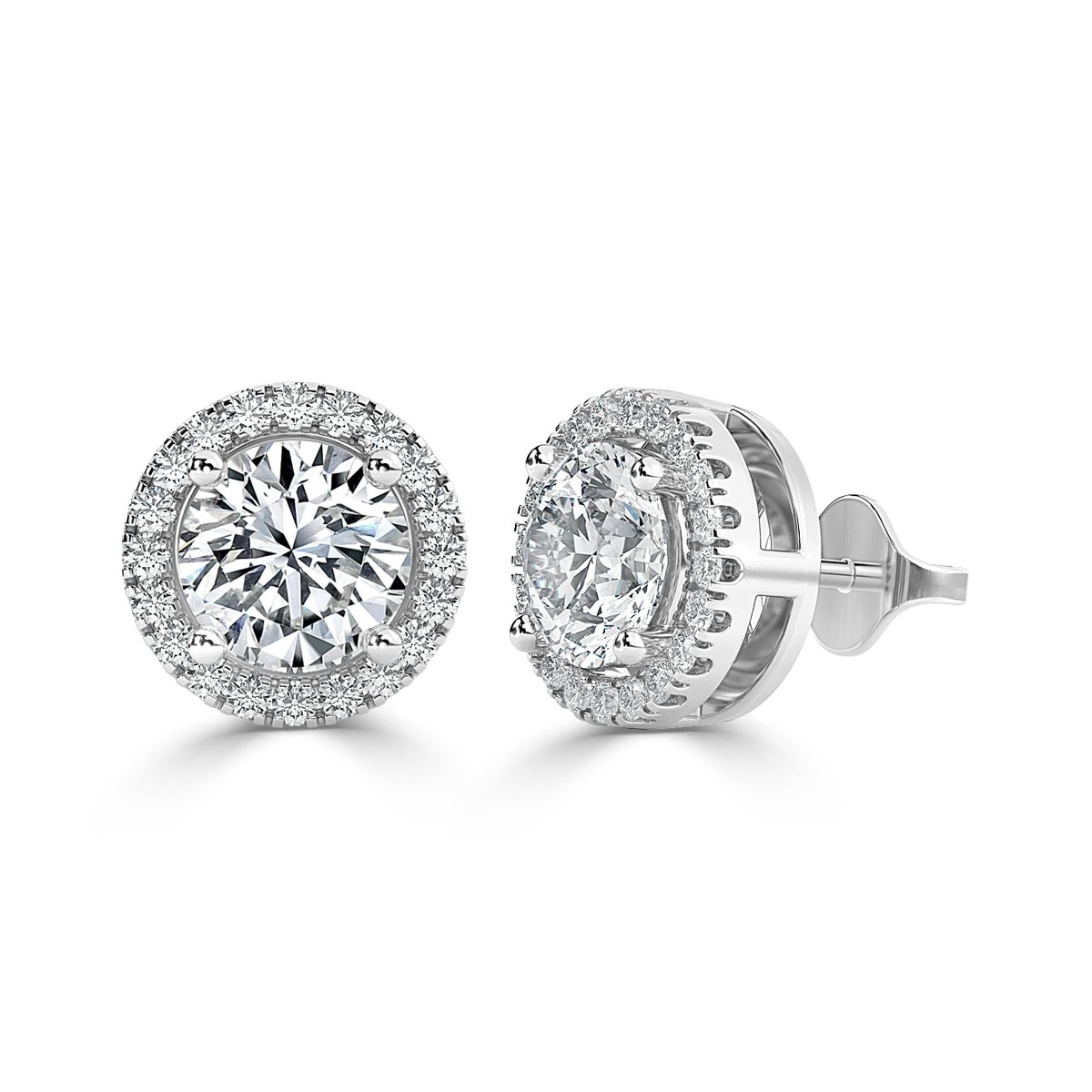 Round Halo Diamond Earrings