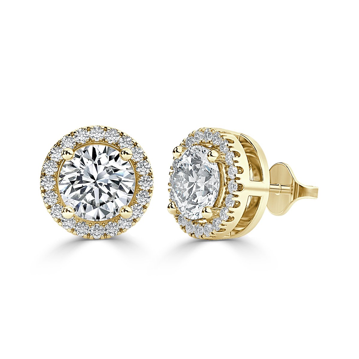 Round Halo Diamond Earrings