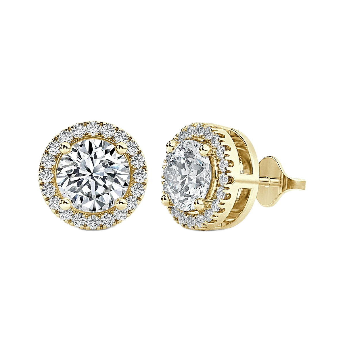 Round Halo Diamond Earrings