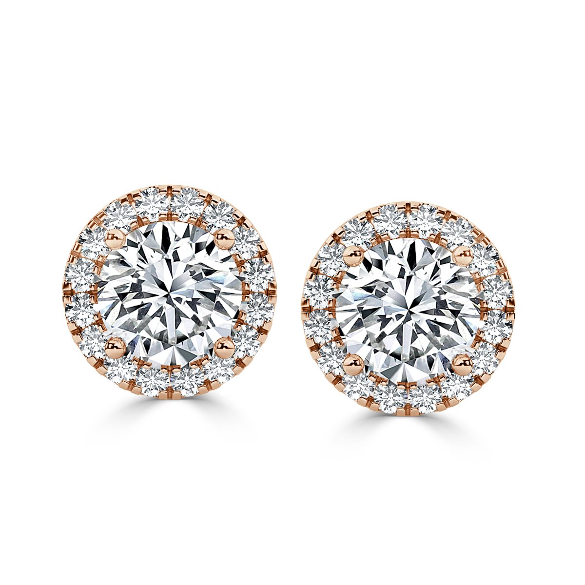 Round Halo Diamond Earrings