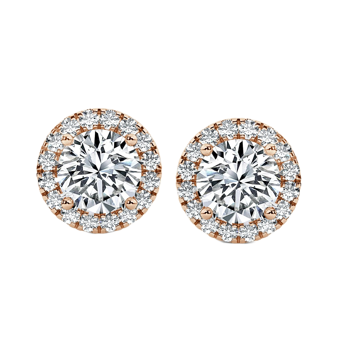Round Halo Diamond Earrings