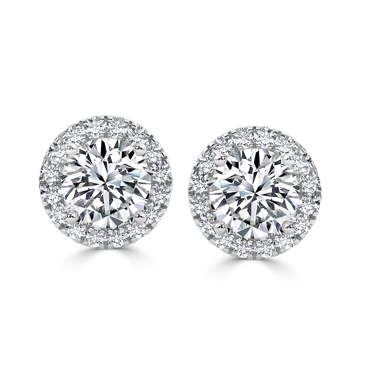 Round Halo Diamond Earrings