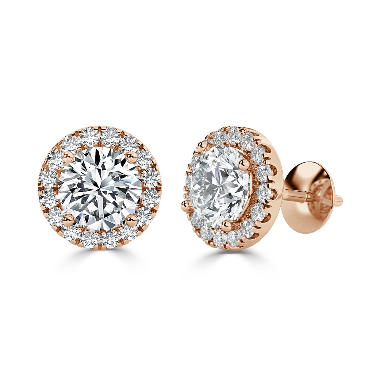 Round Halo Diamond Earrings