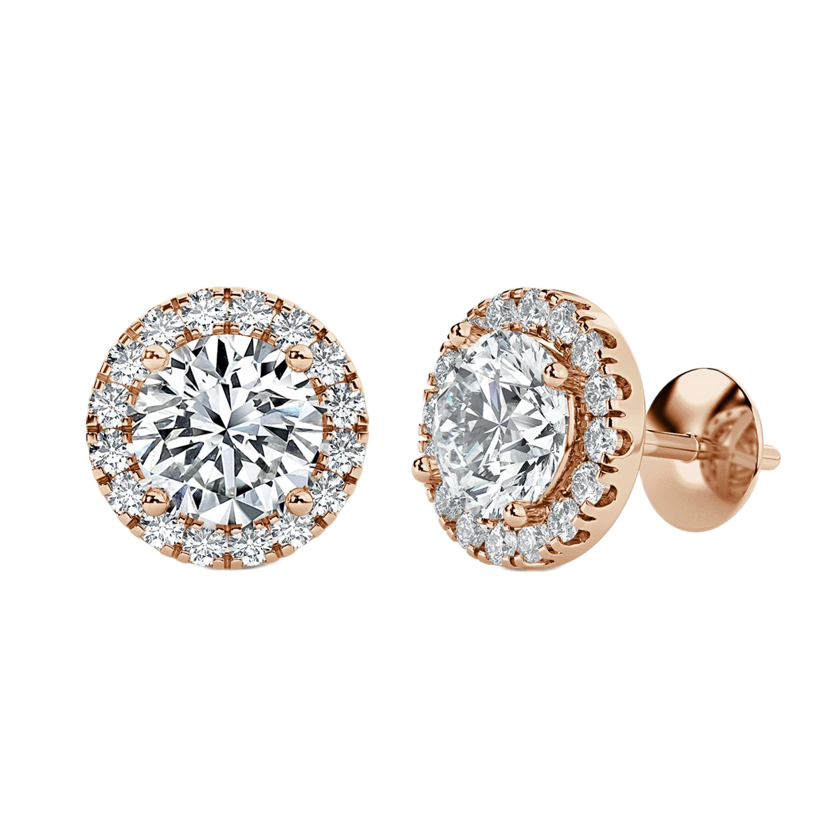 Round Halo Diamond Earrings
