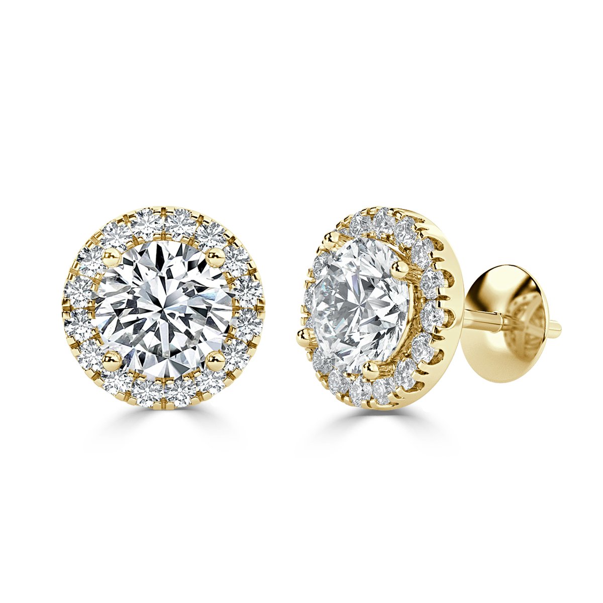 Round Halo Diamond Earrings