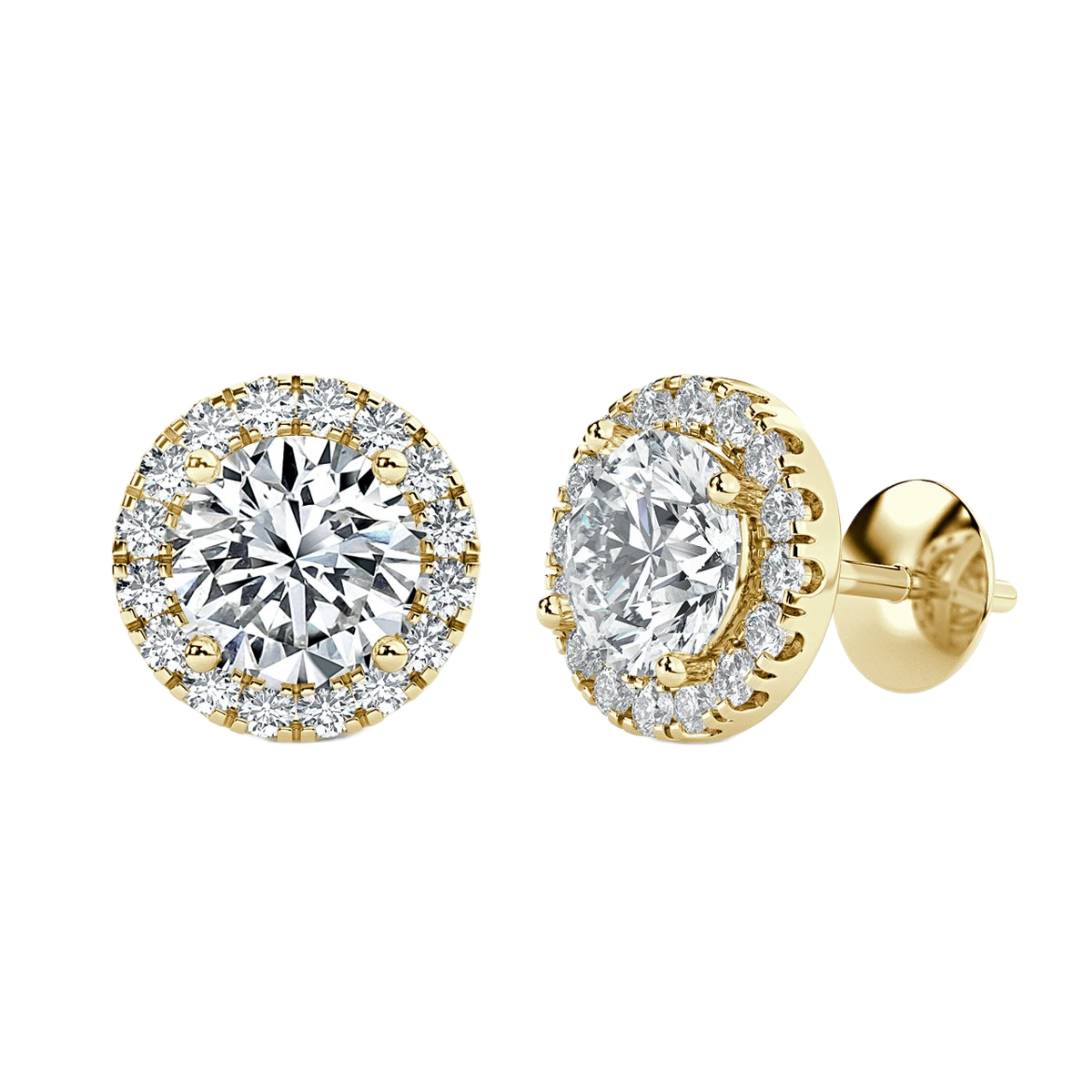 Round Halo Diamond Earrings