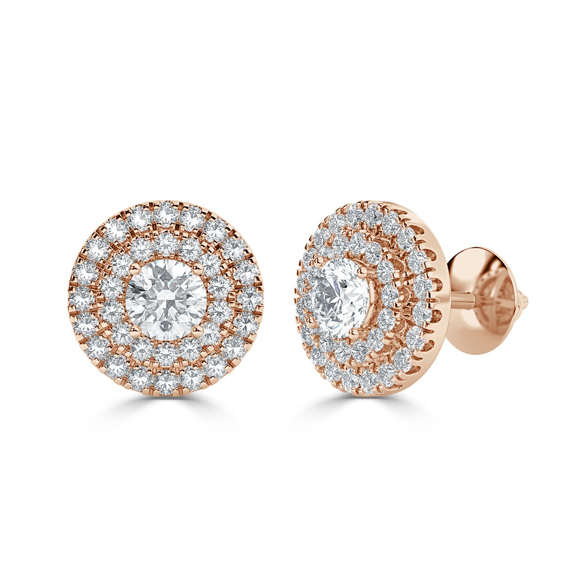 Round Halo Diamond Earrings