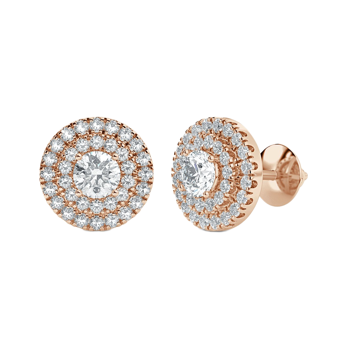 Round Halo Diamond Earrings