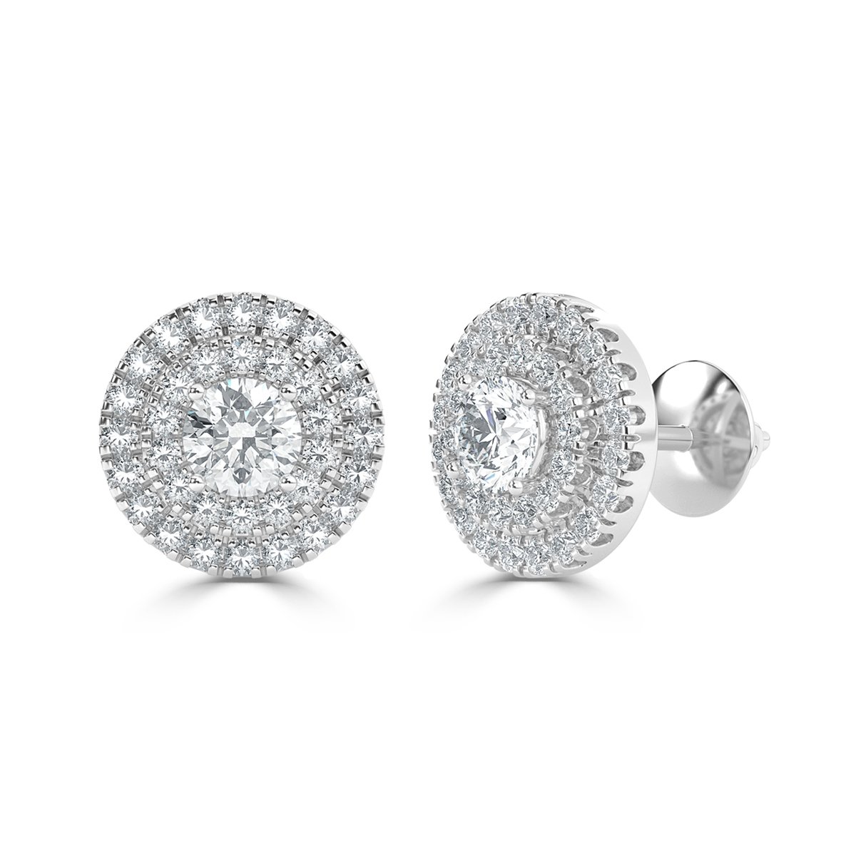 Round Halo Diamond Earrings