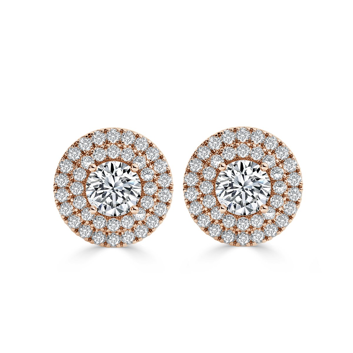 Round Halo Diamond Earrings