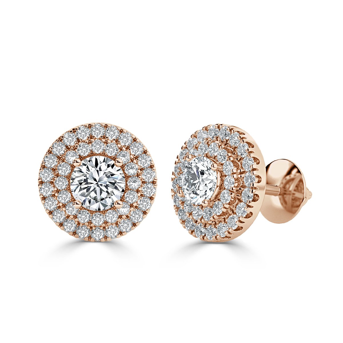 Round Halo Diamond Earrings