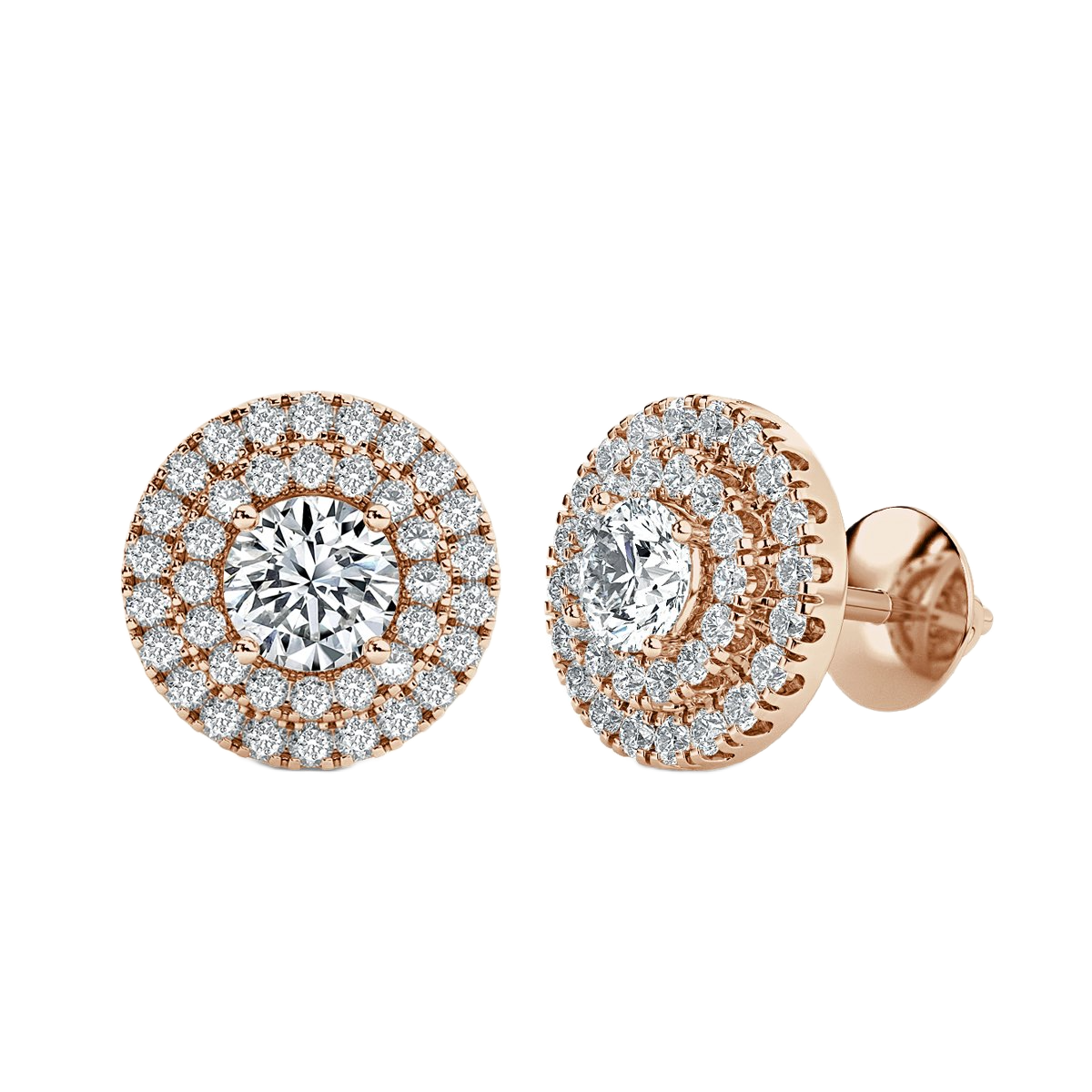Round Halo Diamond Earrings