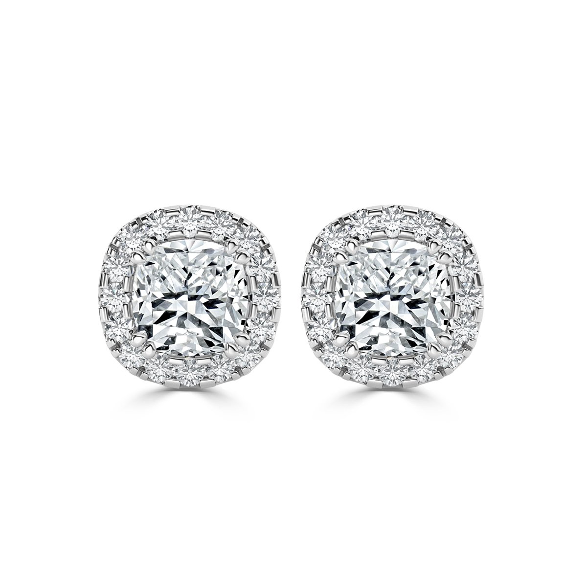 Round Halo Diamond Earrings