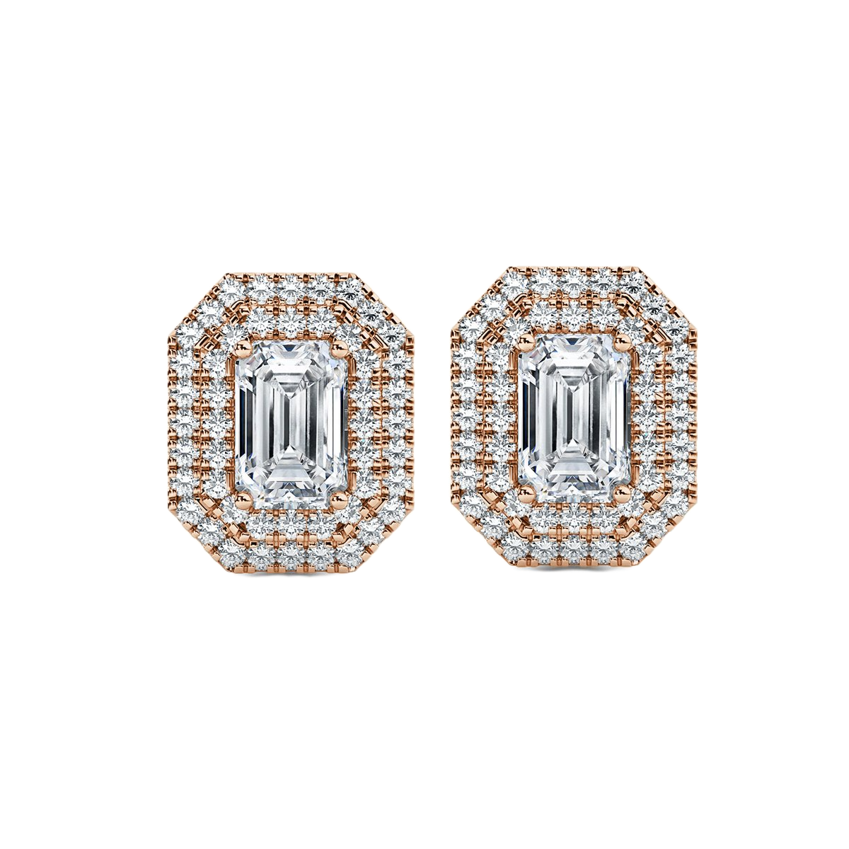 Emerald Halo Diamond Earrings
