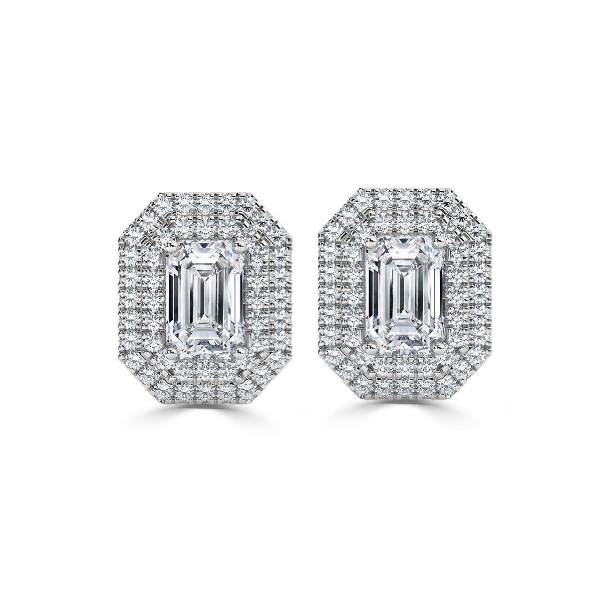 Emerald Halo Diamond Earrings