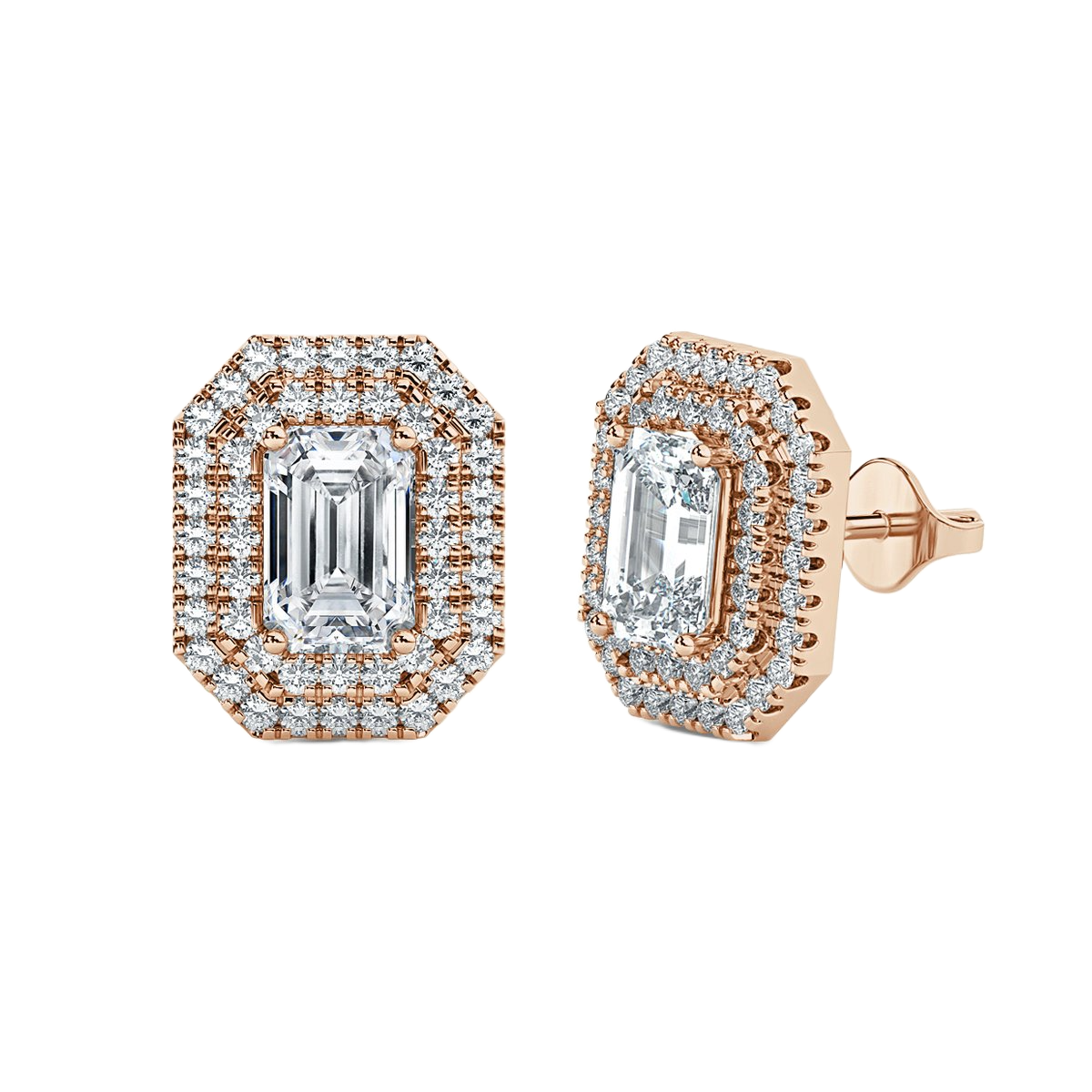 Emerald Halo Diamond Earrings