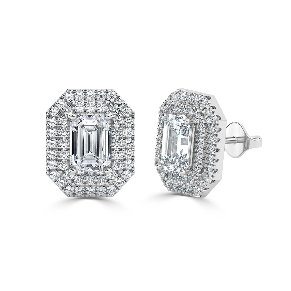 Emerald Halo Diamond Earrings
