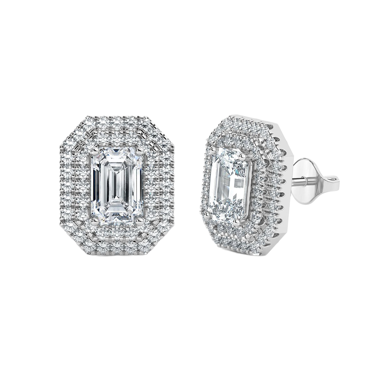 Emerald Halo Diamond Earrings