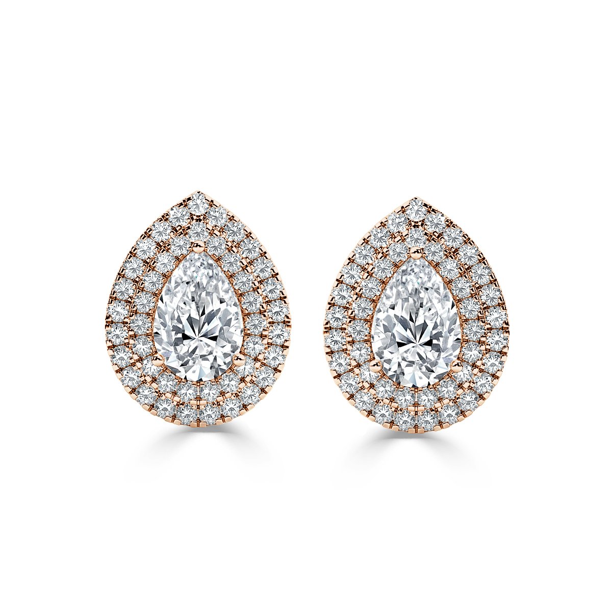 Pear Halo Diamond Earrings