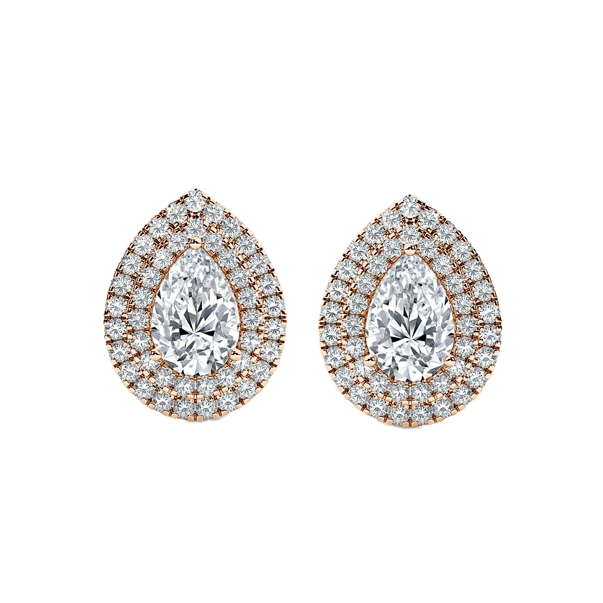 Pear Halo Diamond Earrings